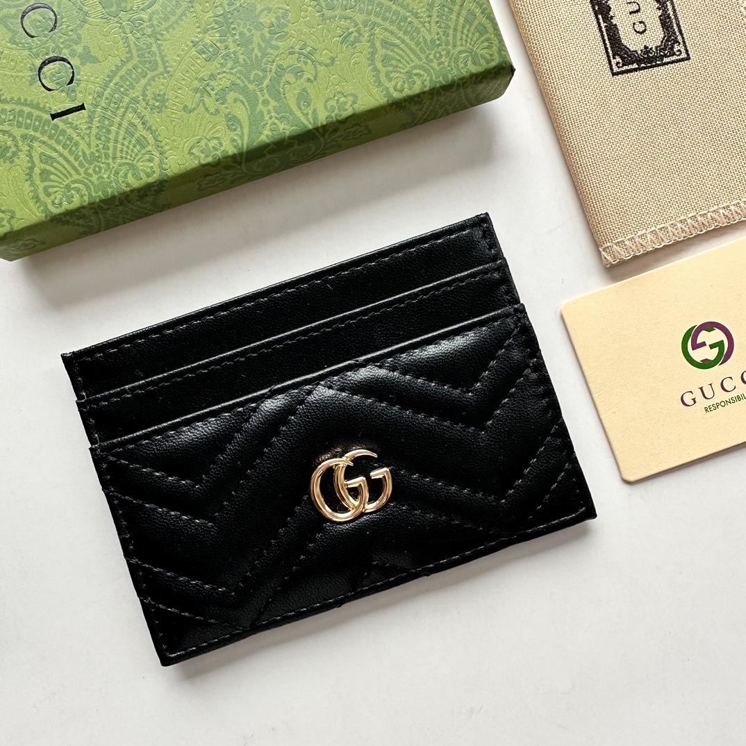 Double-G GG Marmont card case black leather-wallet - Gorchic - $39.99