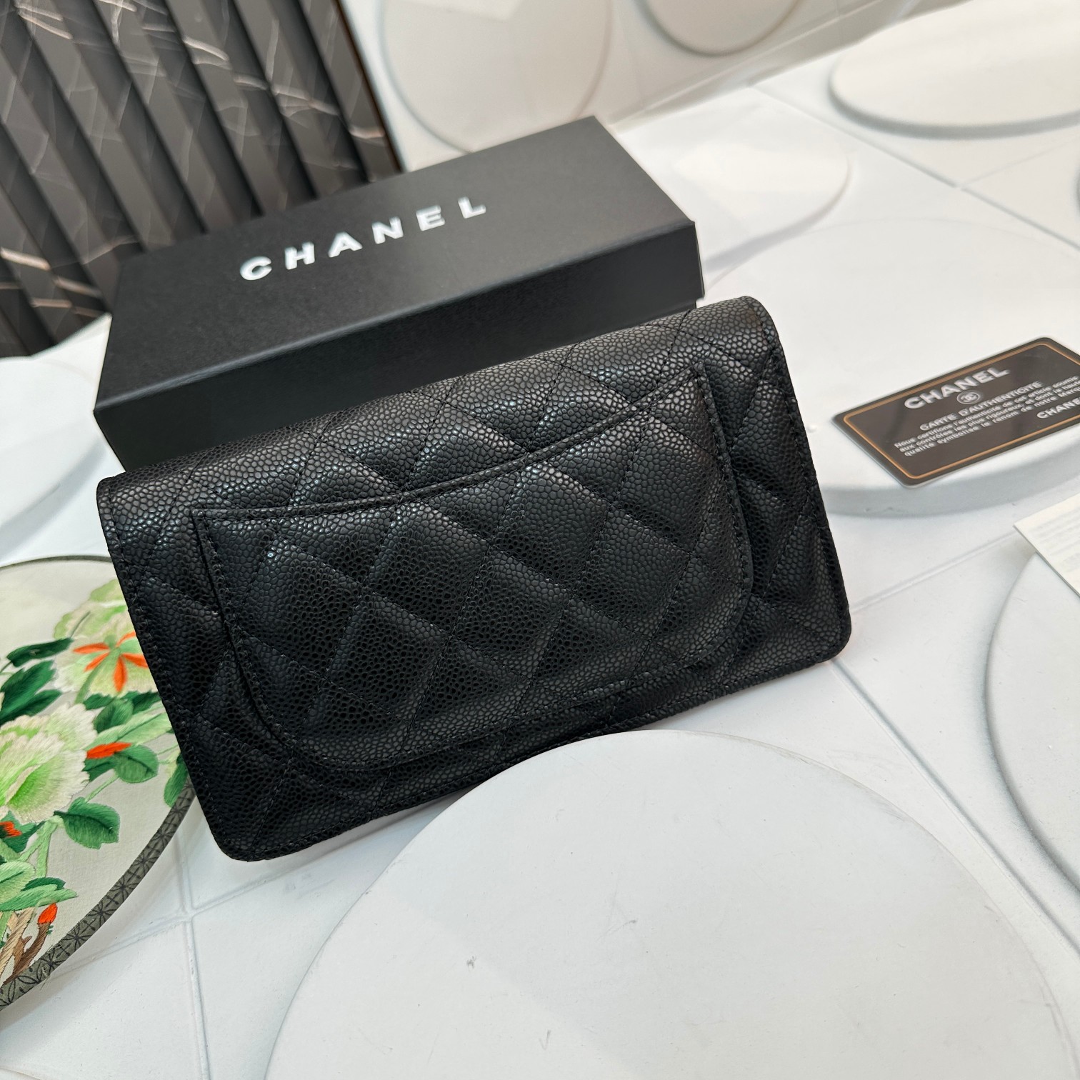 CC Inspired Wallet Quilted Caviar Gold-tone Black Wallet - Bag - Gorchic - $90.99