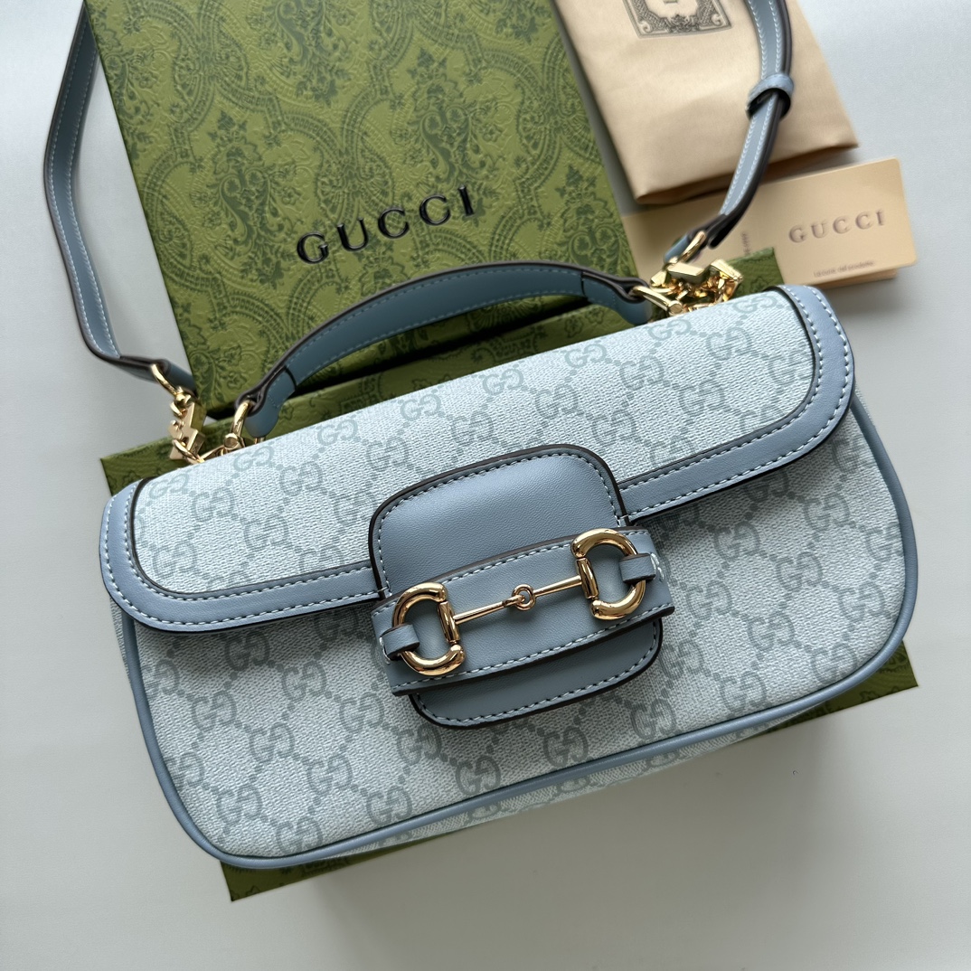 Double-G Horsebit 1955 Small Blue Shoulder Bag - Gorchic - $121.99