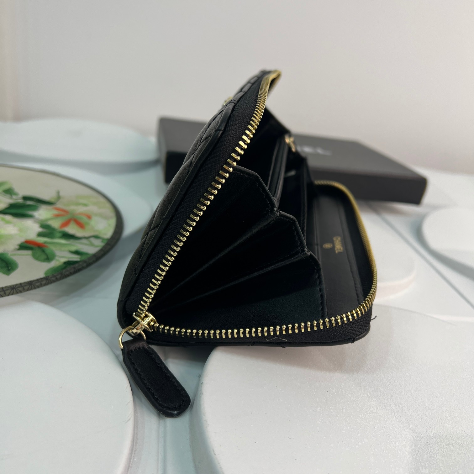 CC Inspired Boy Zip Around Wallet Quilted Caviar Long-Plain Gold Wallet - Gorchic - $52.99