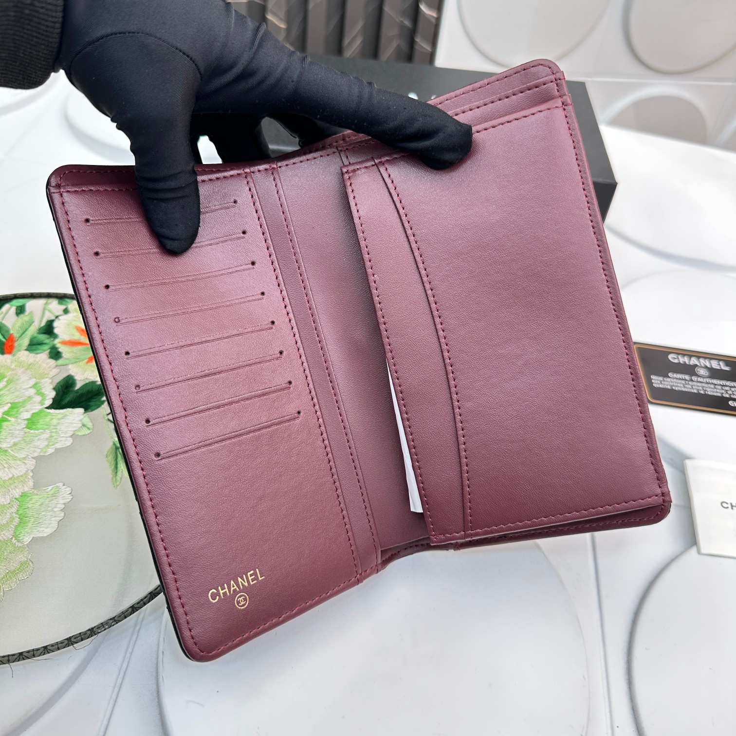 CC Inspired Calfskin Leather Quilted Long Wallet Black - Bag - Gorchic - $90.99