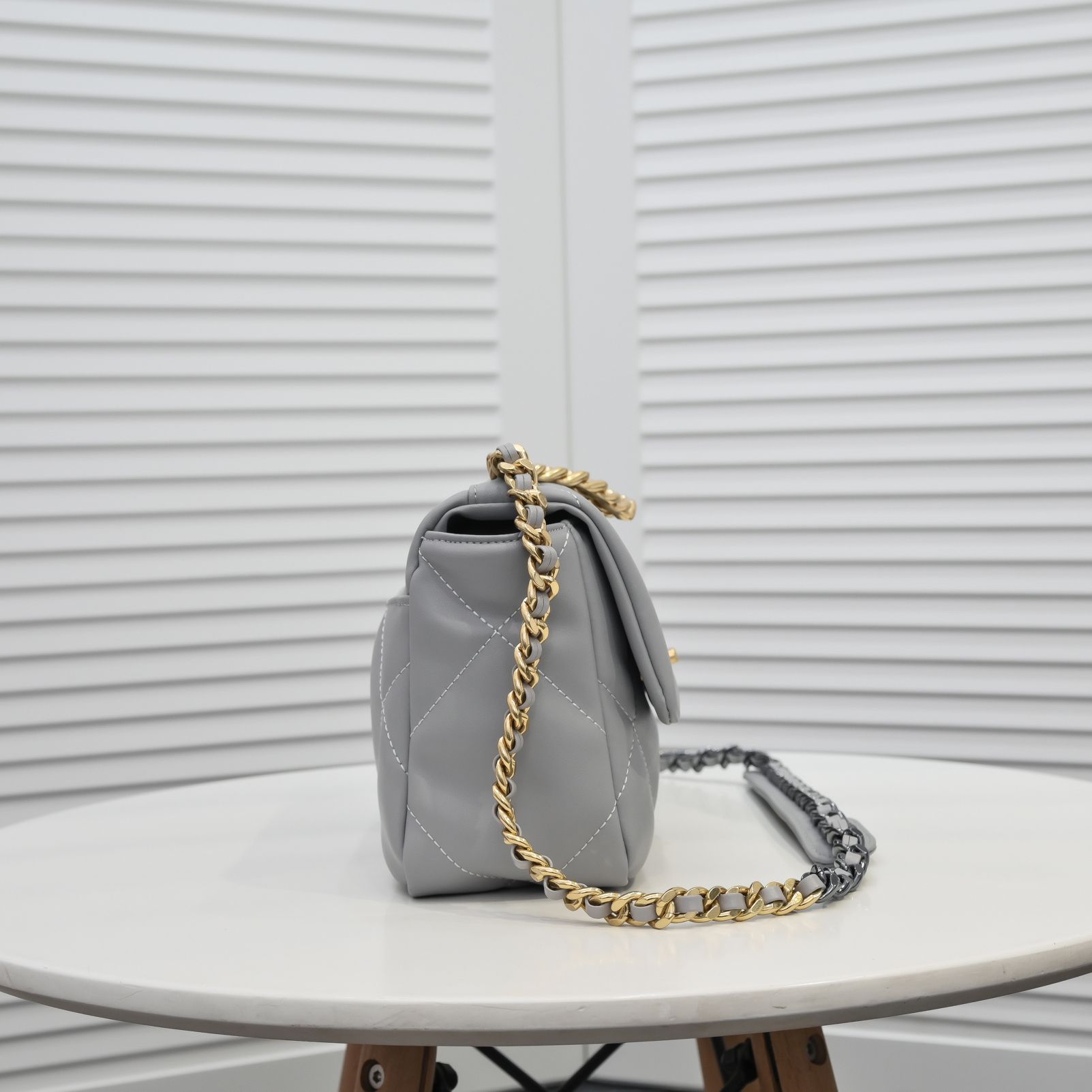 CC Inspired Calfskin Quilted CC Inspired 19 Flap Grey -Golden - Bag - Gorchic - $132.99