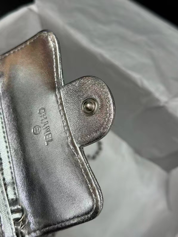 CC Inspired Sier Metallic Calfskin Quilted Flap Chain Waist Bag - Gorchic - $82.99