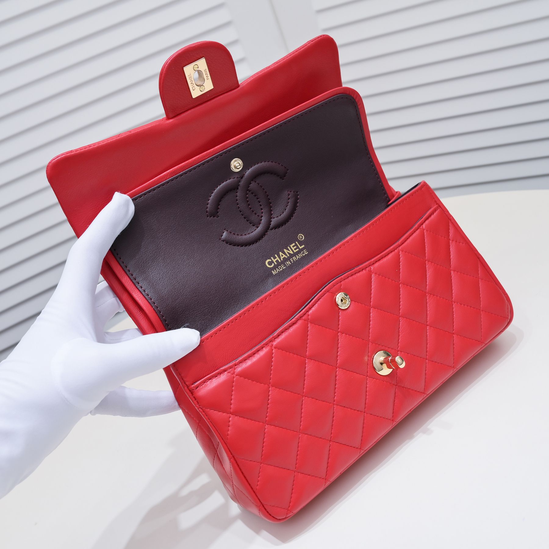 CC Inspired Classic Double Flap Bag Red Golden Hardware - Bag - Gorchic - $122.99