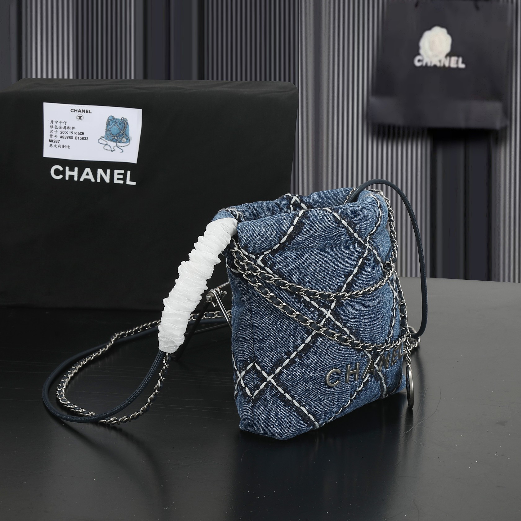 CC Inspired Stitched Denim Quilted CC Inspired 22 Blue - Bag - Gorchic - $129.99
