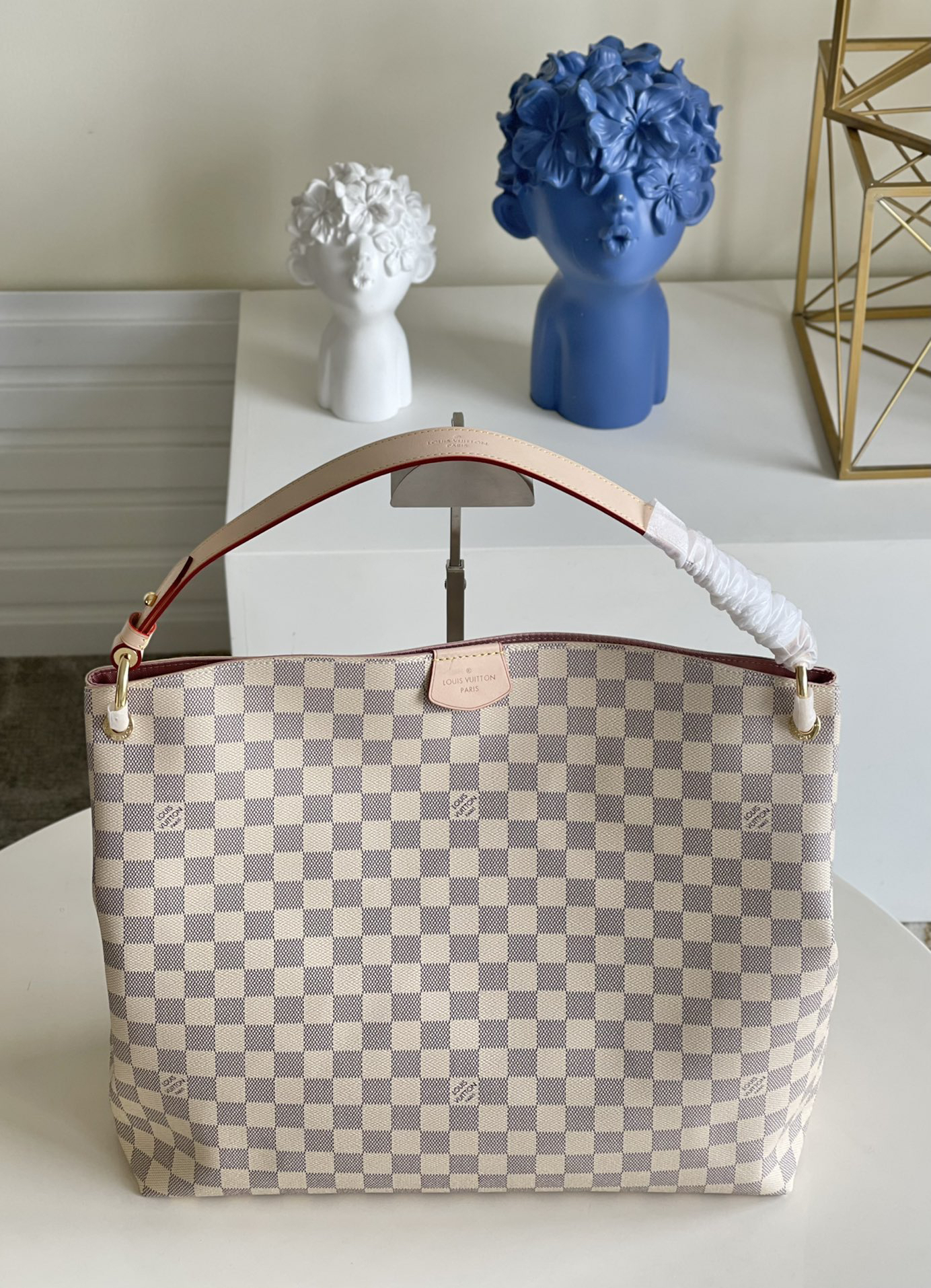 Designer Monogram Graceful MM Damier Azur Canvas Shoulder Bag - Gorchic - $120.99