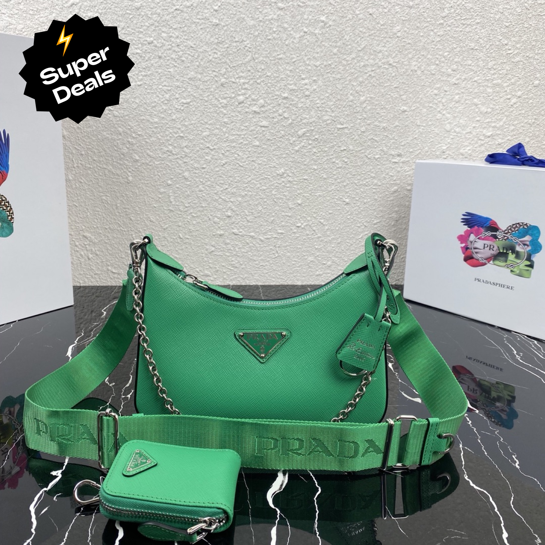 Saffiano texture Re-Edition 2005 Saffiano Leather Bag - Gorchic - $103.99