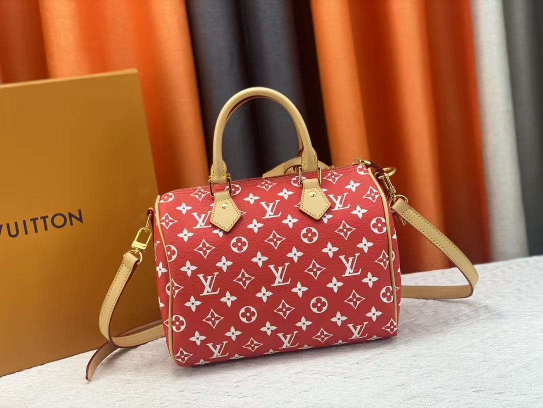 Designer Monogram Speedy P9 Bandoulière 25 - Red- Bag - Gorchic - $135.99