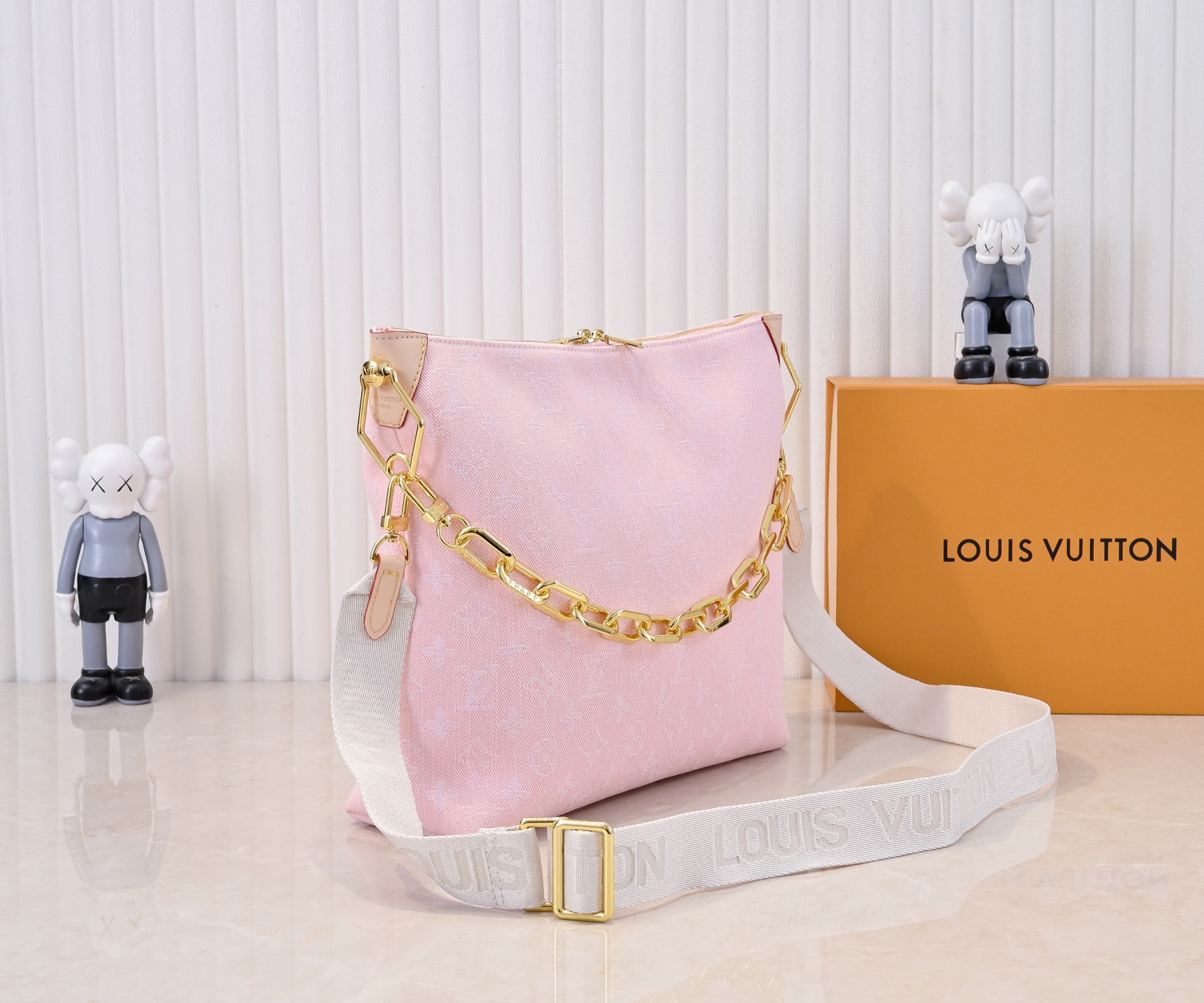 Designer Monogram Coussin Hobo MM Pink Denim Bag - Gorchic - $122.99