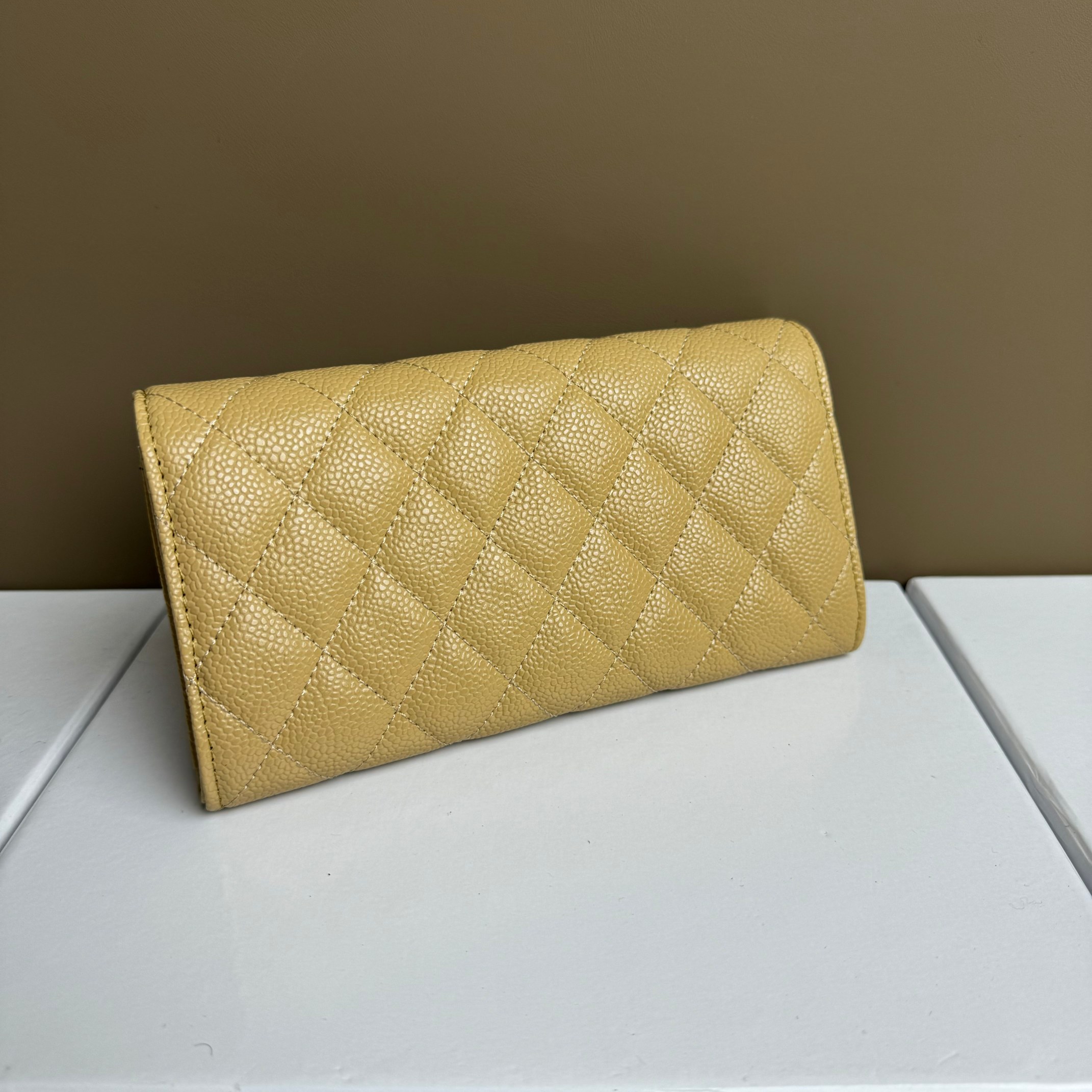CC Inspired Counterfeit Caviar Leather Wallet-Yellow Wallet - Gorchic - $59.99