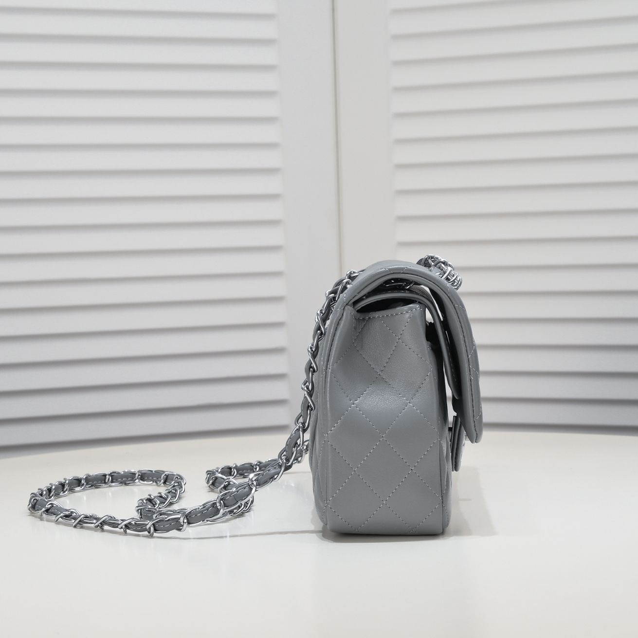 CC Inspired Classic Double Flap Bag Grey Sier Hardware - Bag - Gorchic - $122.99