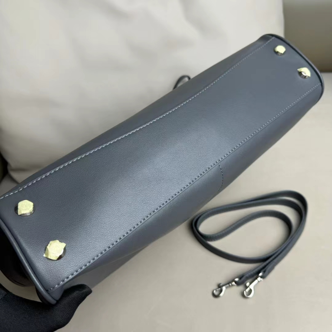 Hourglass iconic Rodeo leather shoulder bag in Grey and aged-sliver hardware Multiple Size - Bag - Gorchic - $169.99