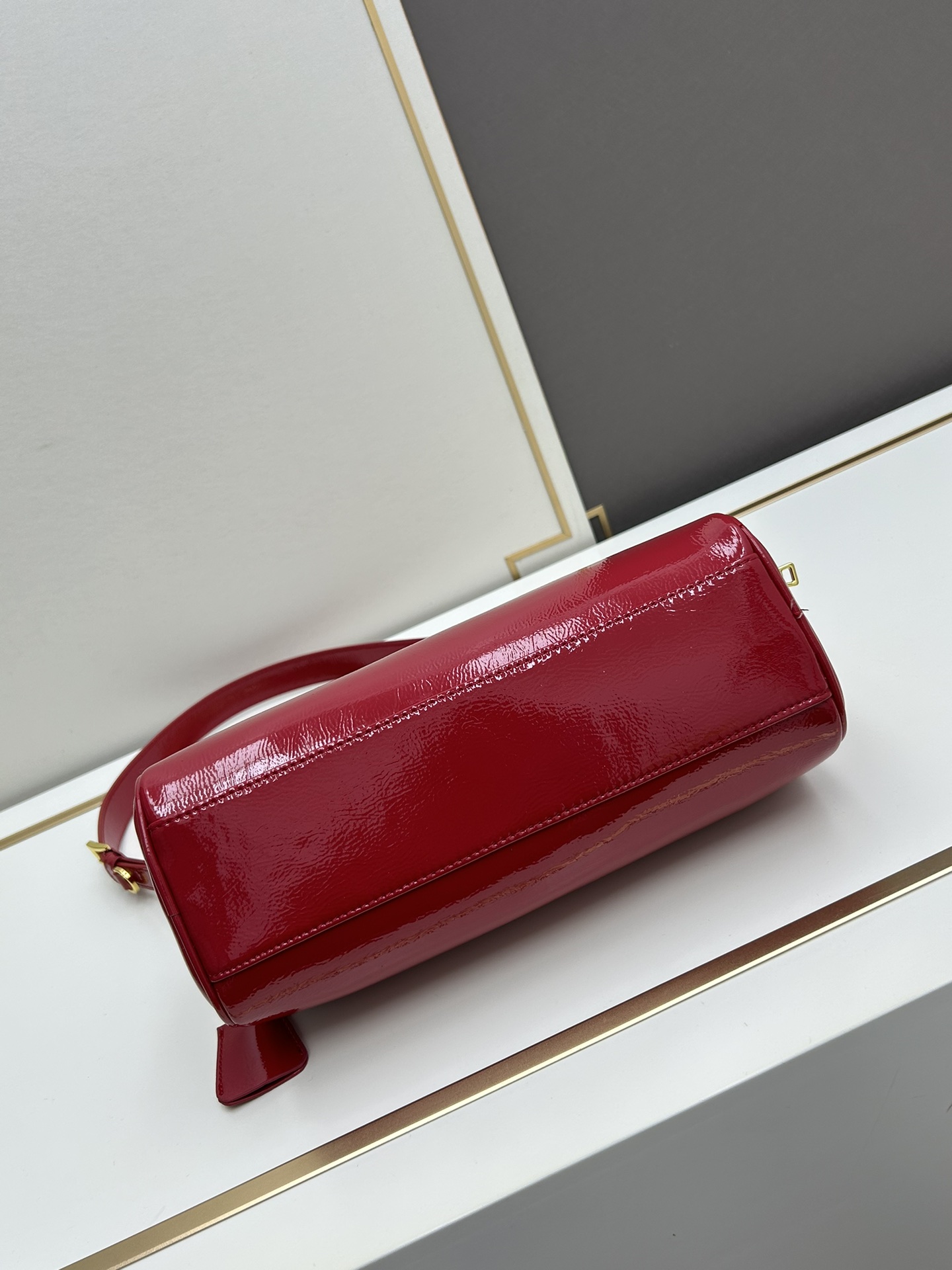 Saffiano texture Aimée Suede Shoulder Red Bag - Gorchic - $186.99