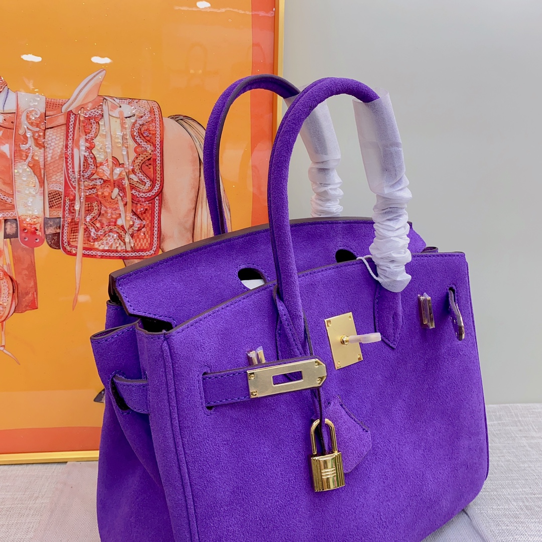 H-Inspired Birkin Bag Doblis Bag Golden Hardware Bag-Purple Bag - Gorchic - $205.99