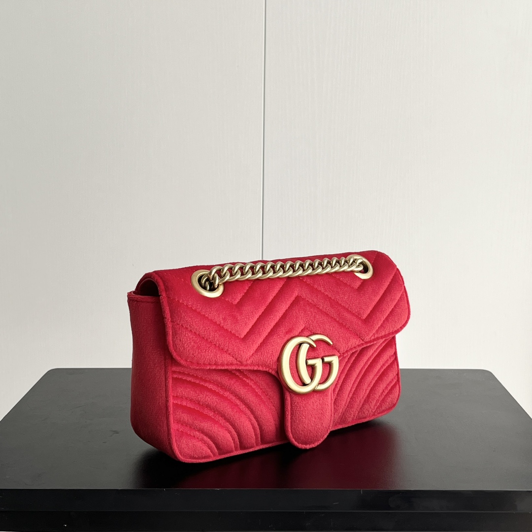 Double-G GG Marmont Veet Collection - Red Bag - Gorchic - $131.99