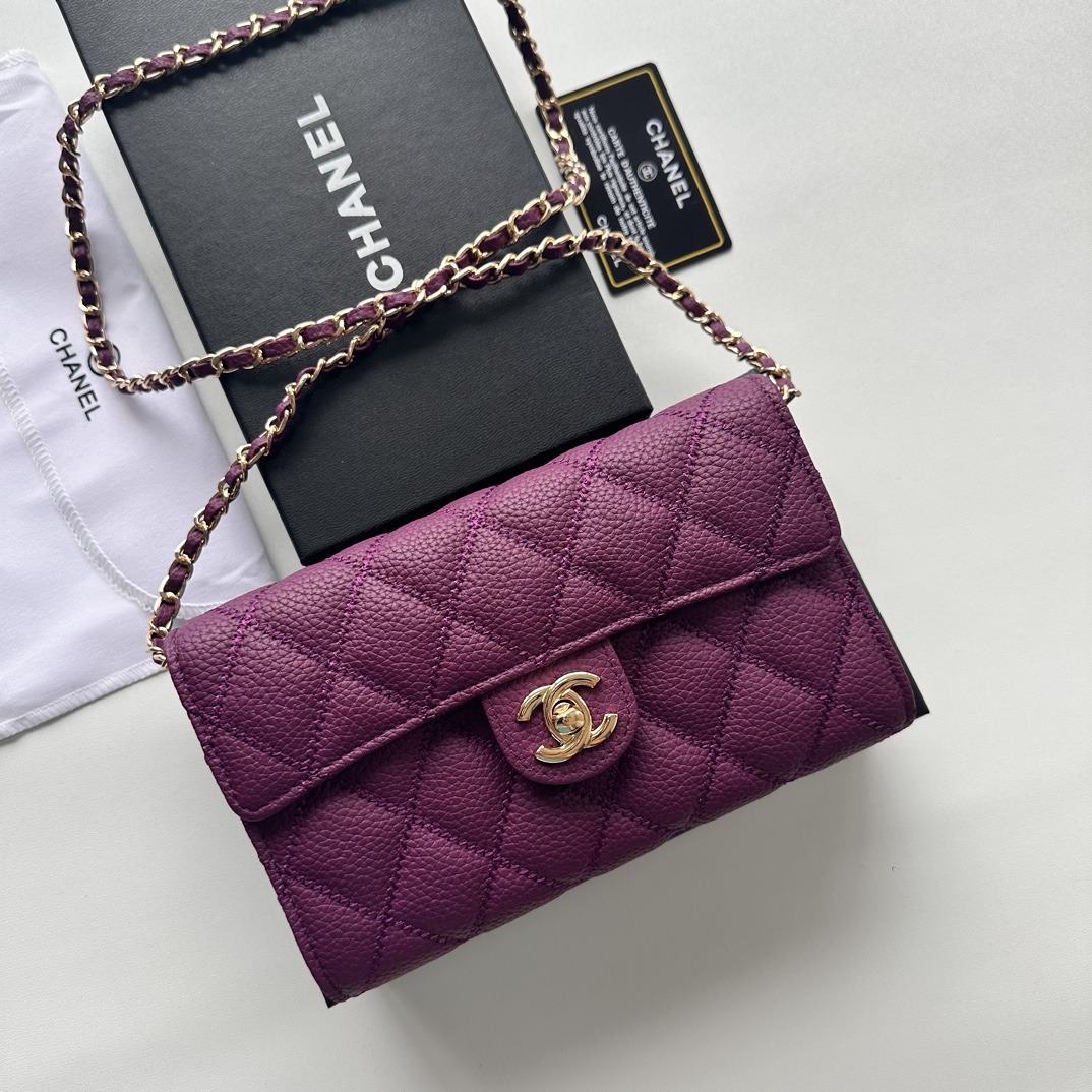 CC Inspired Chain Shoulder Crossbody Small Bag - Purple Bag - Gorchic - $101.99