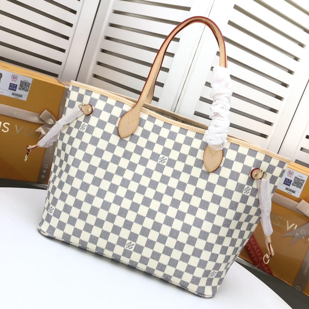 Designer Monogram  Damier Azur Canvas Neverfull GM - Bag - Gorchic - $118.99