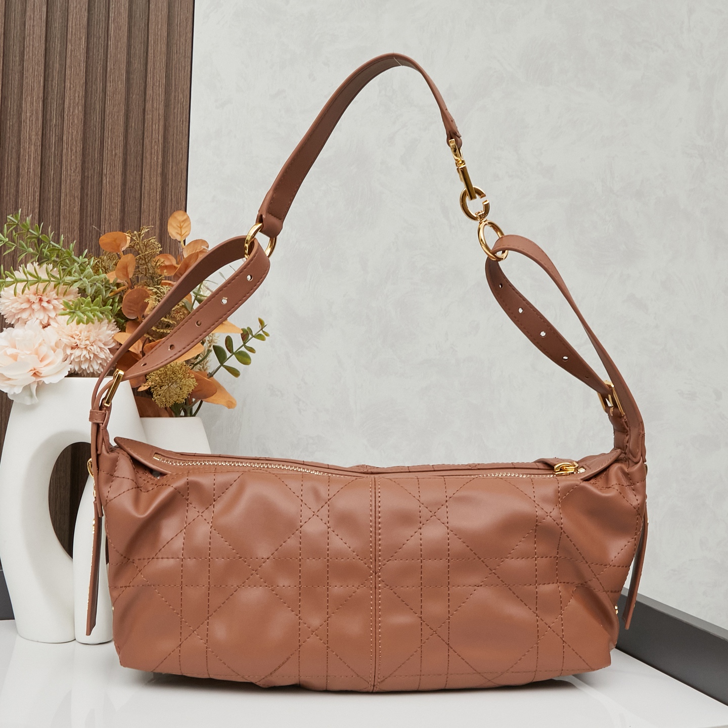 D Inspired D-Journey Bag -Light Gold-Tone Flat Macrocannage - Gorchic - $132.99