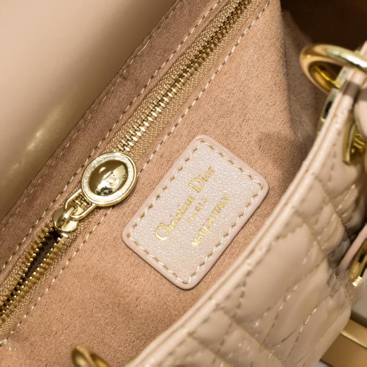 D Inspired Small Lady D Inspired Bag Powder Patent Cannage Calfskin Golden Hardware - Bag - Gorchic - $137.99