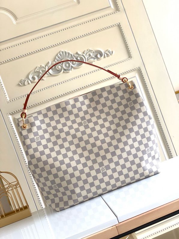 Designer Monogram Graceful MM Damier Azur Canvas Shoulder Bag - Gorchic - $120.99