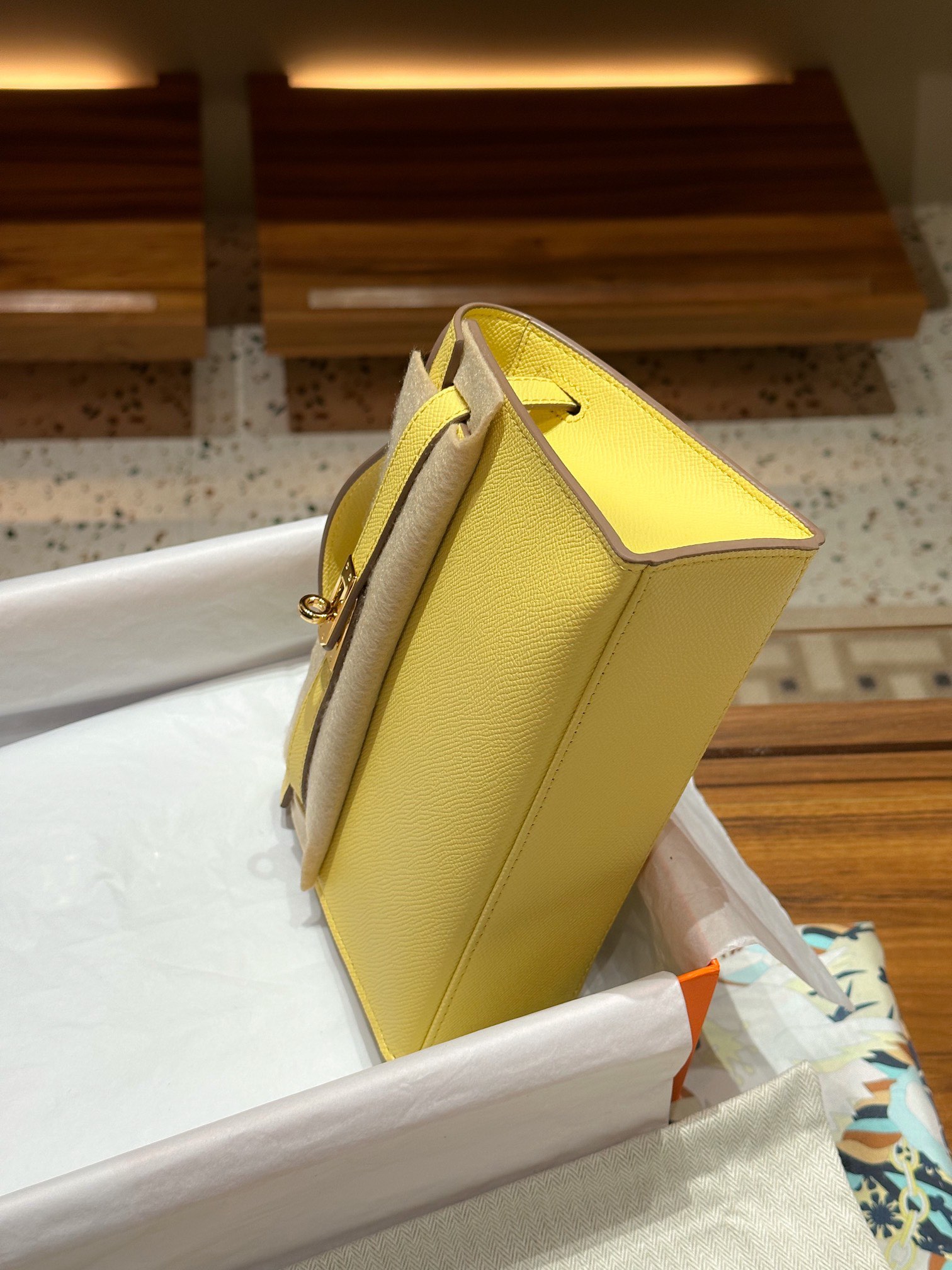 H-Inspired Kelly Mini 1st Kelly Pochette Generation Epsom Palm Leather-Yellow - Gorchic - $146.99