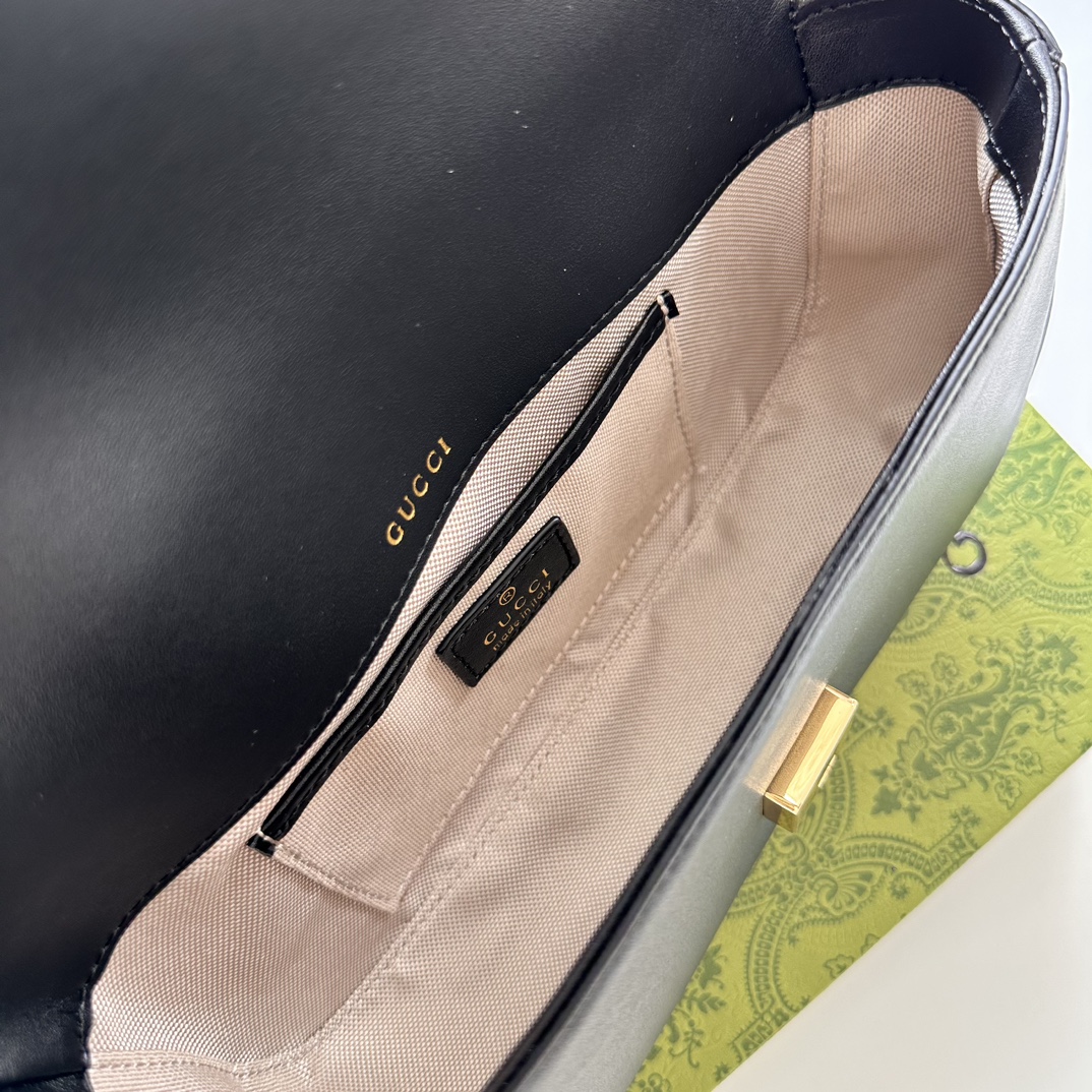 Double-G Horsebit 1955 Small Black Leather Shoulder Bag - Gorchic - $121.99