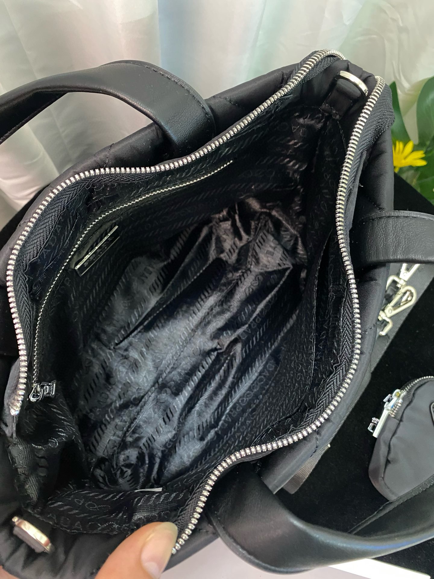 Saffiano texture Nylon Fabric Black Bag - Gorchic - $123.99