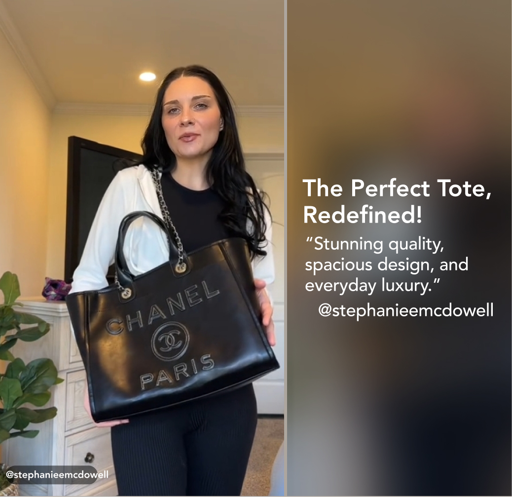 CC Inspired Shopping Tote Bag Mixed Fibres, Calfskin & Sier-Tone Metal-Black - Bag - Gorchic - $148.99