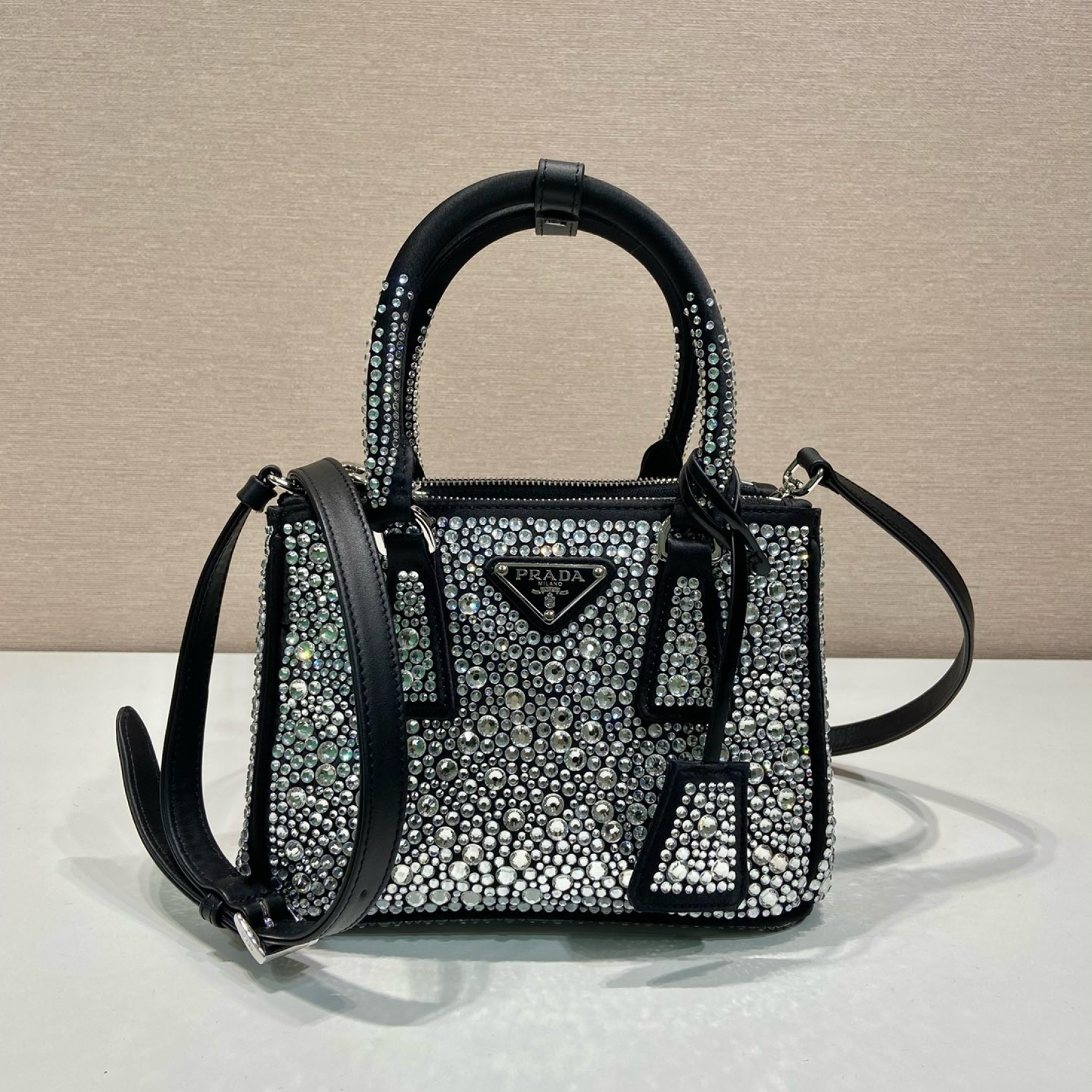 Saffiano texture Galleria Satin Mini-bag With Crystal - Bag - Gorchic - $495.99