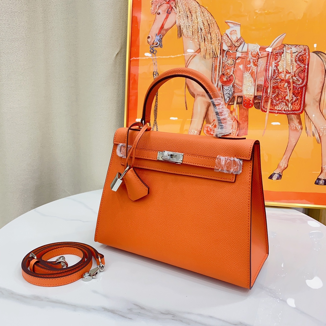 H-Inspired Kelly Haze Orange Silver Hardware - Bag - Gorchic - $156.99