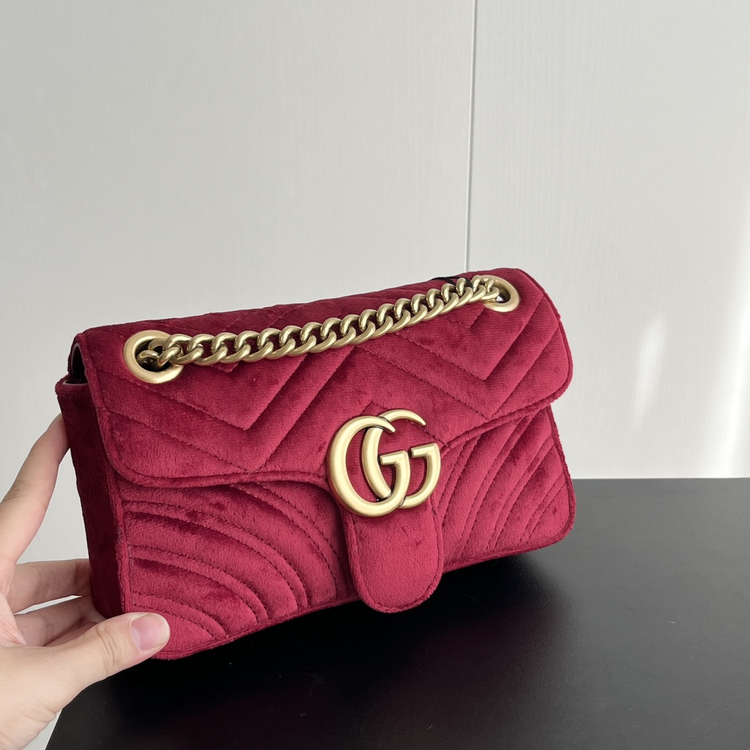 Double-G GG Marmont Veet Collection - Deep Red Bag - Gorchic - $131.99