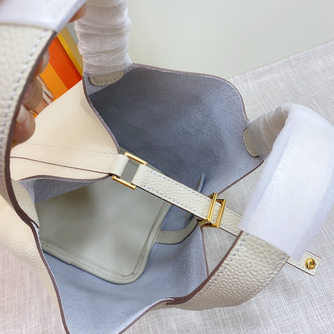 H-Inspired Clemence Picotin Lock Bag Golden Hardware-White Bag - Gorchic - $151.99