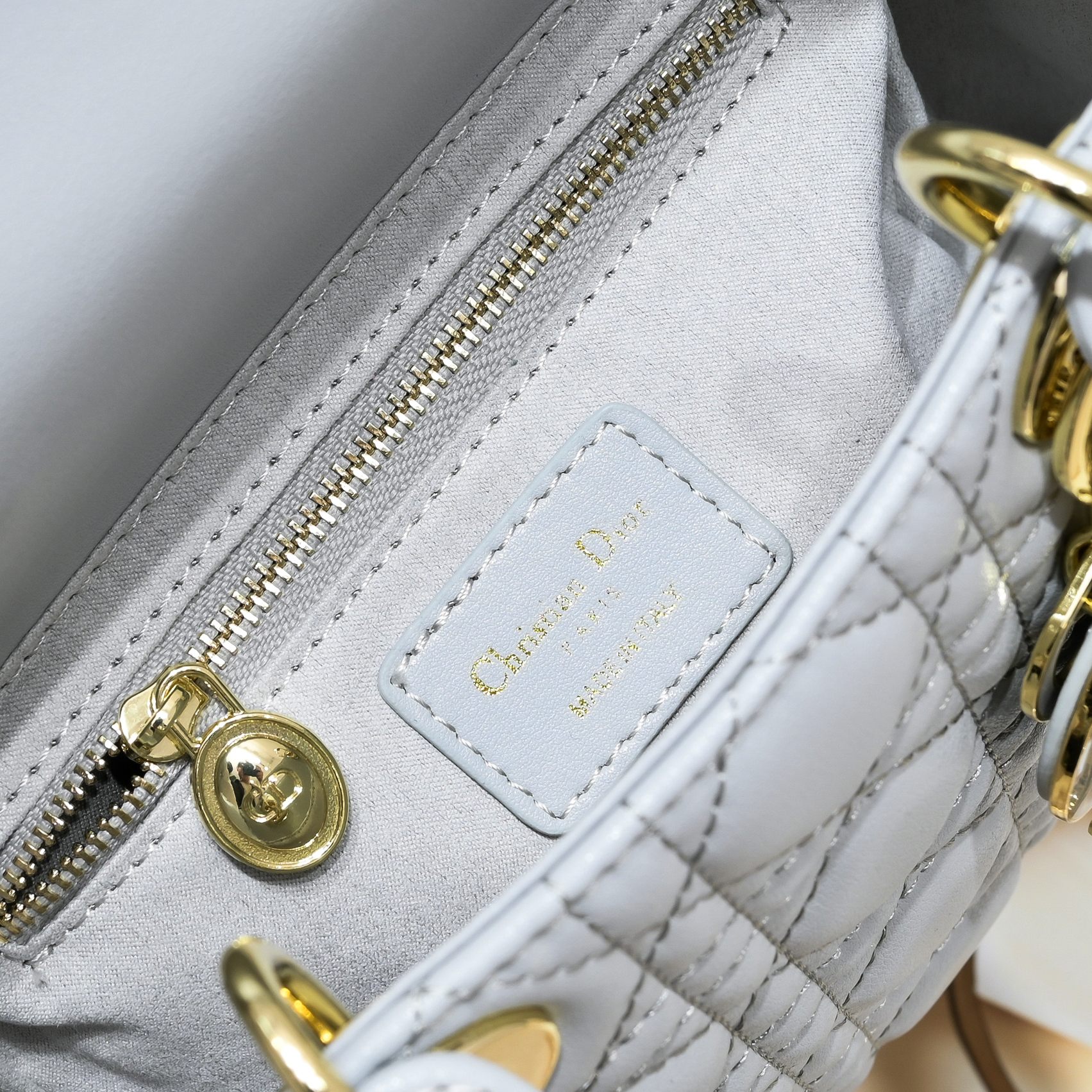 D Inspired Small Lady D Inspired Bag Light Blue Cannage Calfskin Golden Hardware - Bag - Gorchic - $144.99