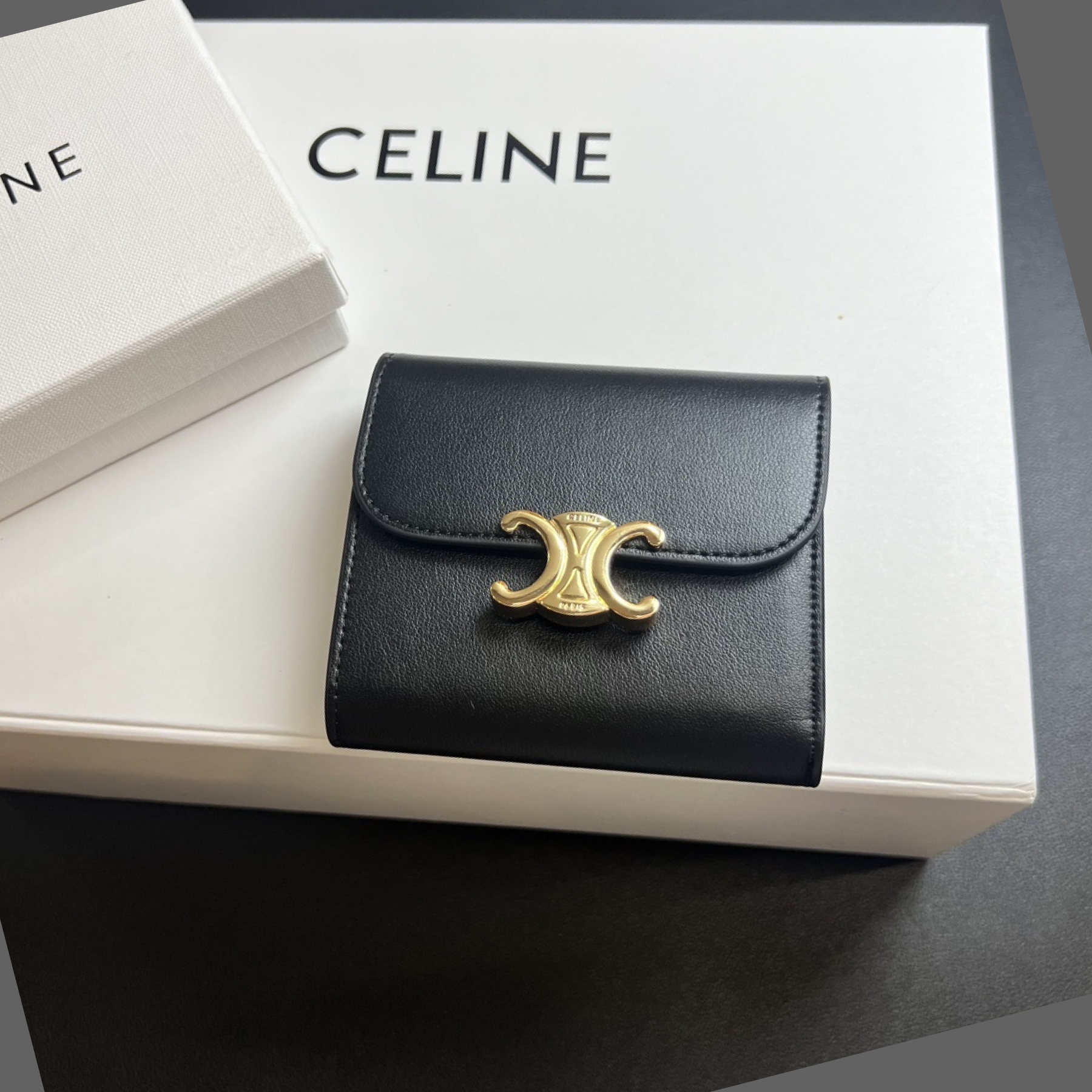 CL Arcadia Tri-Fold Black Leather Wallet- Black Leather Wallet - Gorchic - $55.99