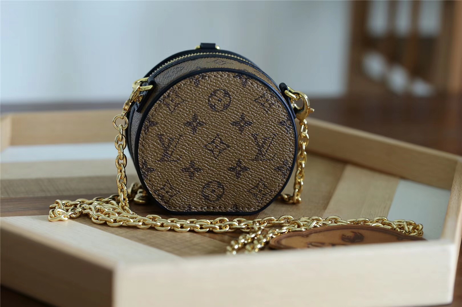 Designer Monogram Canvas Boite Chapeau Necklace Bag - Gorchic - $146.99