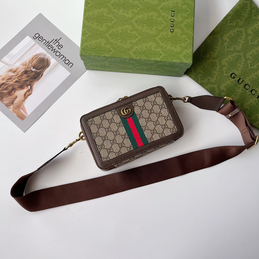 Double-G Ophidia Crossbody Brown leathe Bag - Gorchic - $142.99