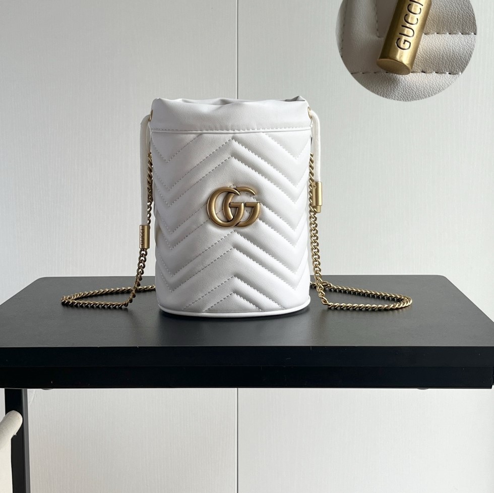 Double-G GG marmont mini bucket bag White - Bag - Gorchic - $121.99