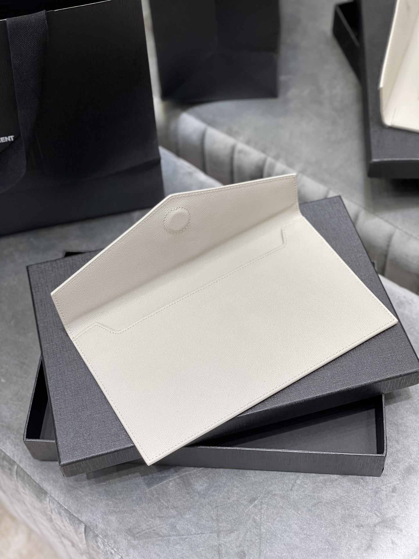 Lady Designer Uptown Fashion Monogram Leather Envelope Clutch Bag White-Gold hardware - Bag - Gorchic - $122.99