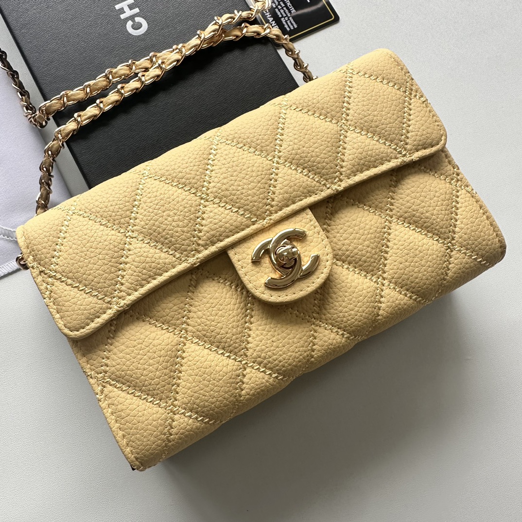 CC Inspired Chain Shoulder Crossbody Small Bag - Yellow Bag - Gorchic - $101.99