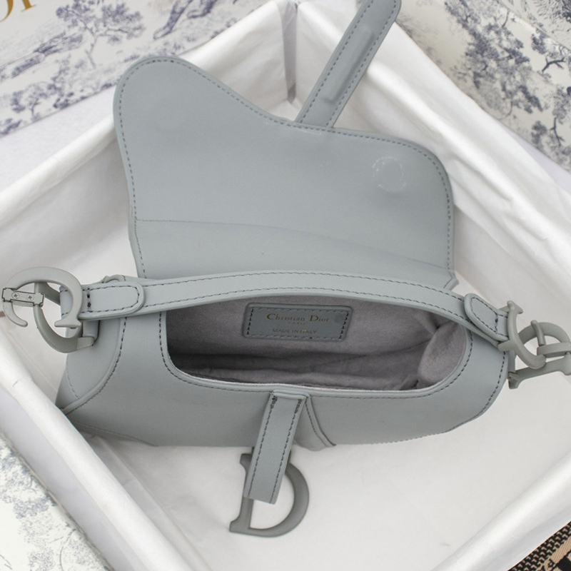 D Inspired SADDLE Bag Gray Ultramatte Calfskin M0446ILLO_M41G - Bag - Gorchic - $138.99