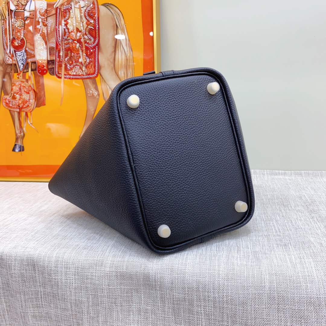 H-Inspired Clemence Picotin Lock Bag Golden Hardware  -Black Bag - Gorchic - $151.99