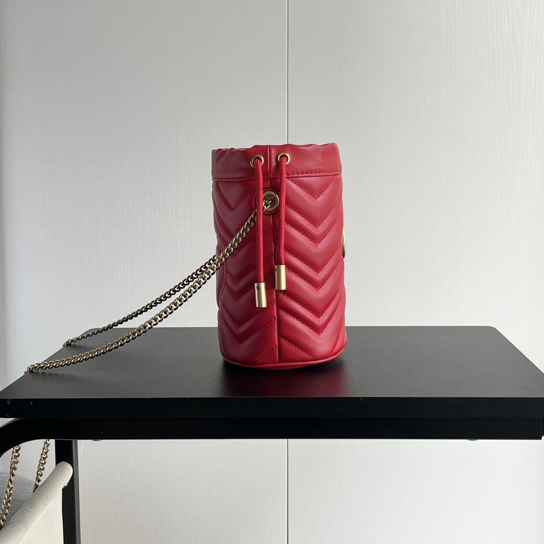 Double-G GG marmont mini bucket bag Red - Bag - Gorchic - $121.99