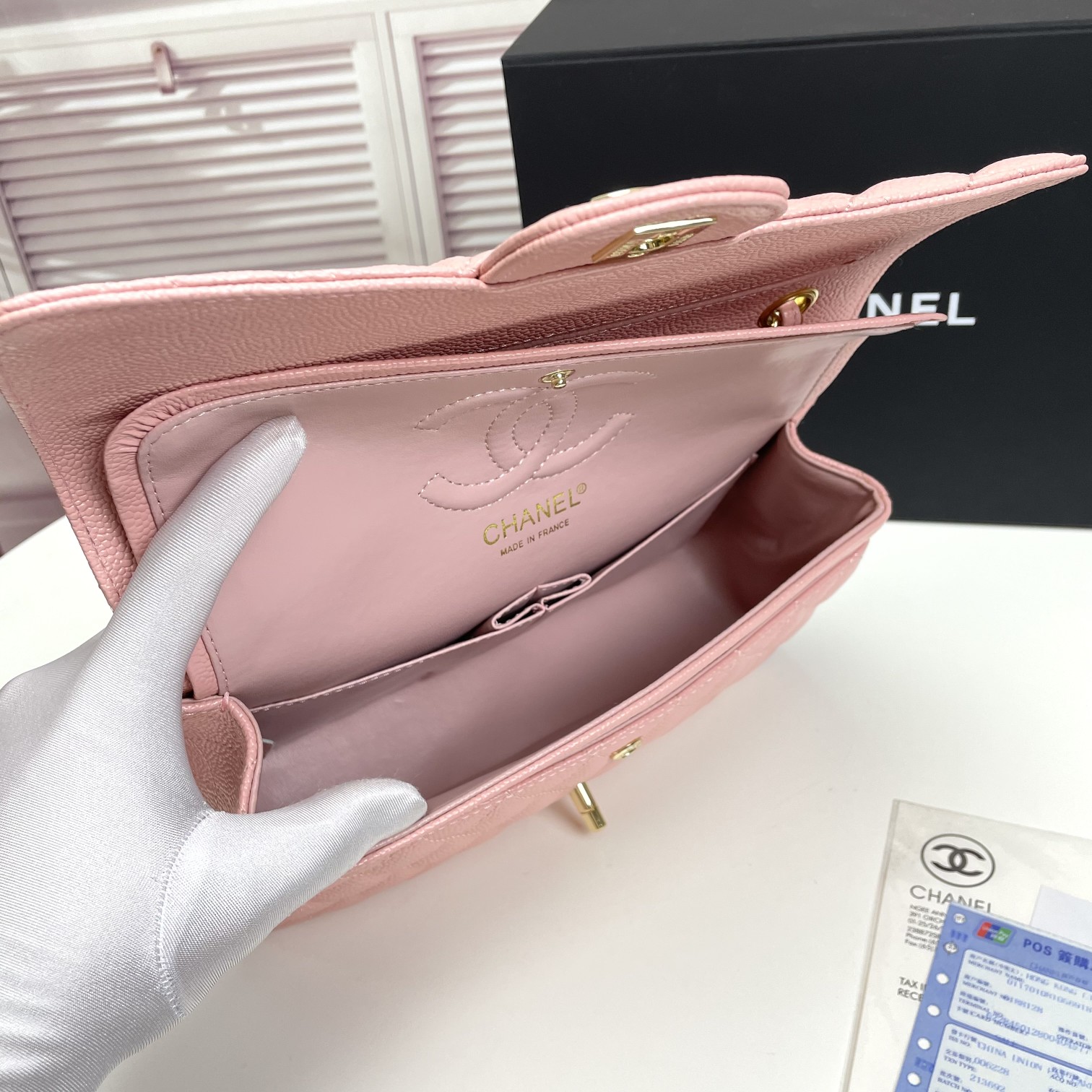 CC Inspired Classic Double Flap Bag Pink Caviar Golden Hardware - Bag - Gorchic - $122.99