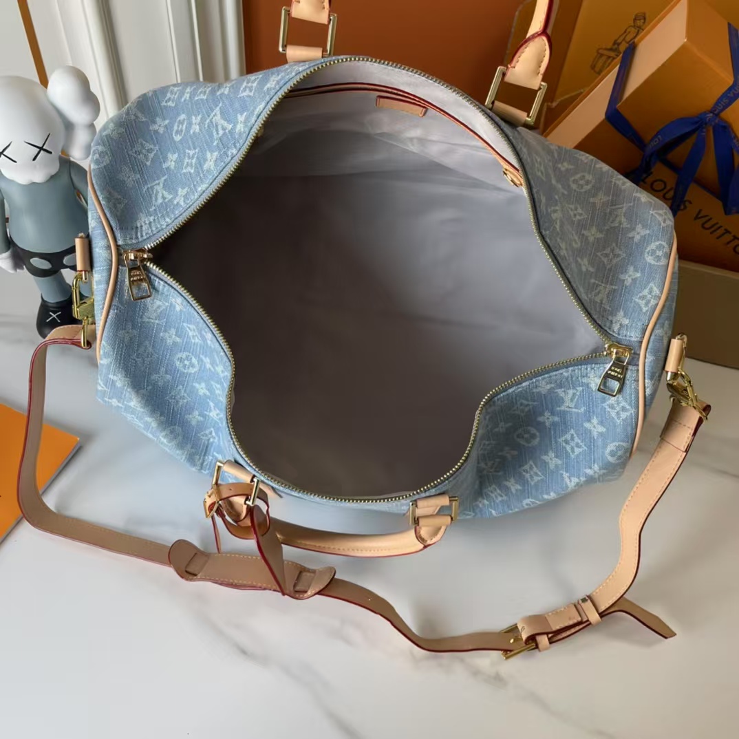 Designer Monogram Keepall Bandoulière 50 Monogram Denim Bag - Gorchic - $167.99