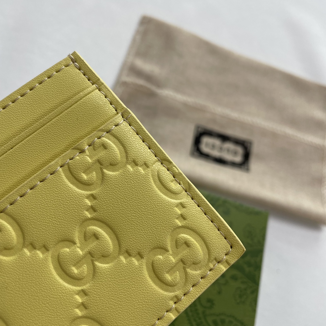 Double-G GG rubber-effect card case light yellow-wallet - Gorchic - $35.99