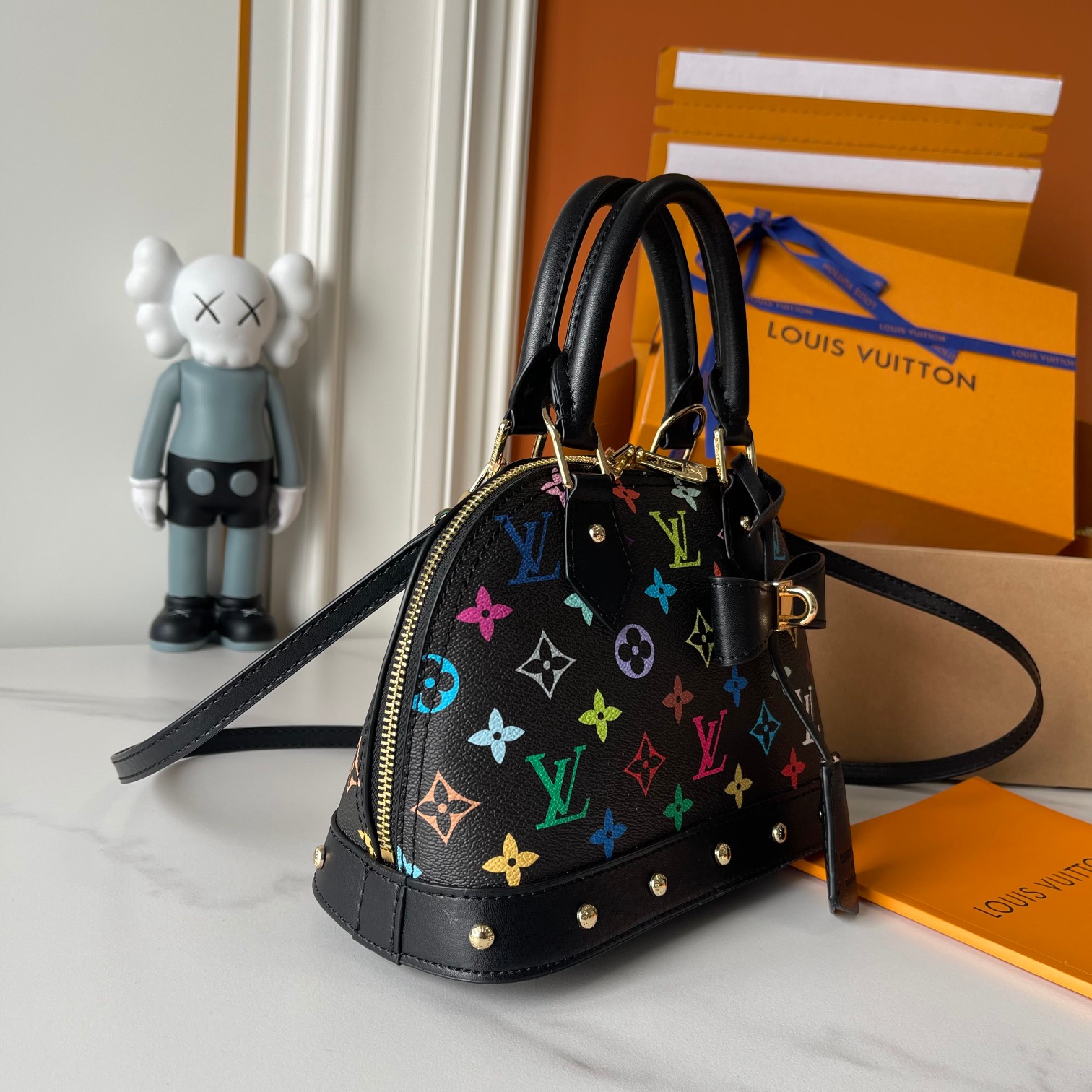 Designer Monogram x Murakami  x TM Alma BB Black Bag - Gorchic - $132.99