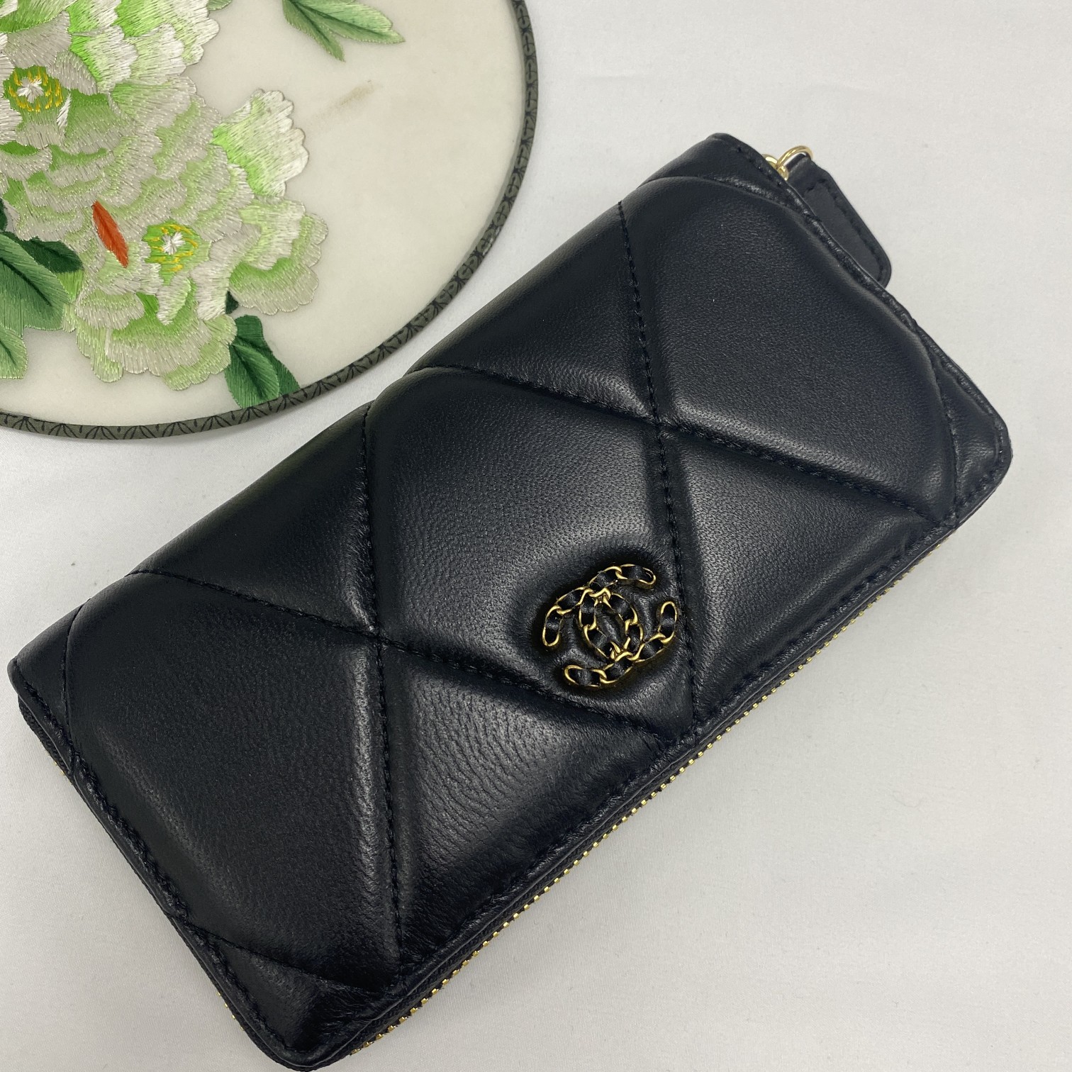 CC Inspired Boy Zip Around Wallet Quilted Caviar Long-Plain Gold Wallet - Gorchic - $52.99
