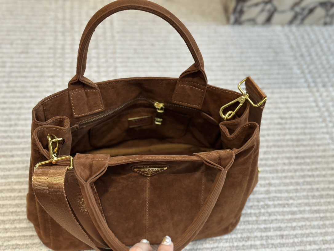 Saffiano texture Suede Triangle Label Classic Bag - Gorchic - $134.99