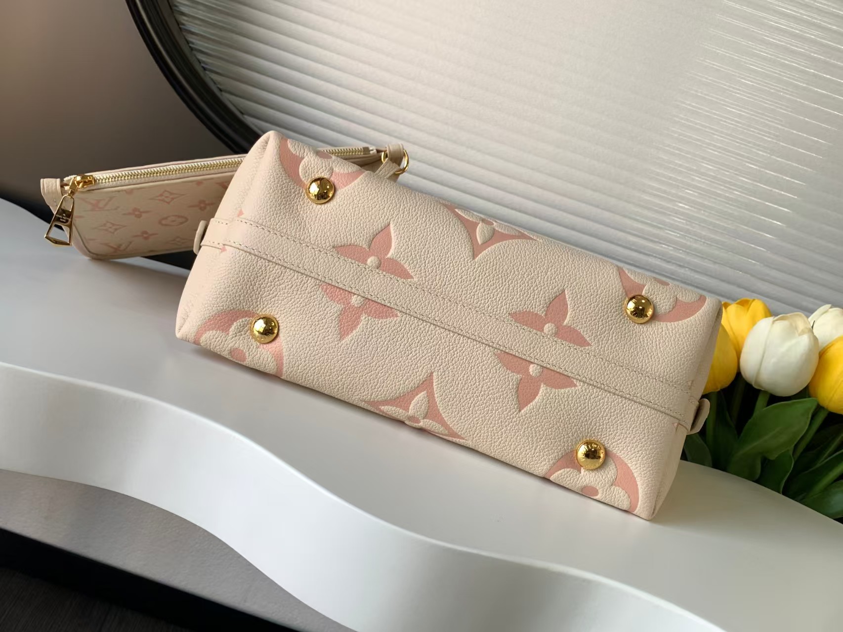 Designer Monogram Carryall PM - White and Pink Bag - Gorchic - $122.99