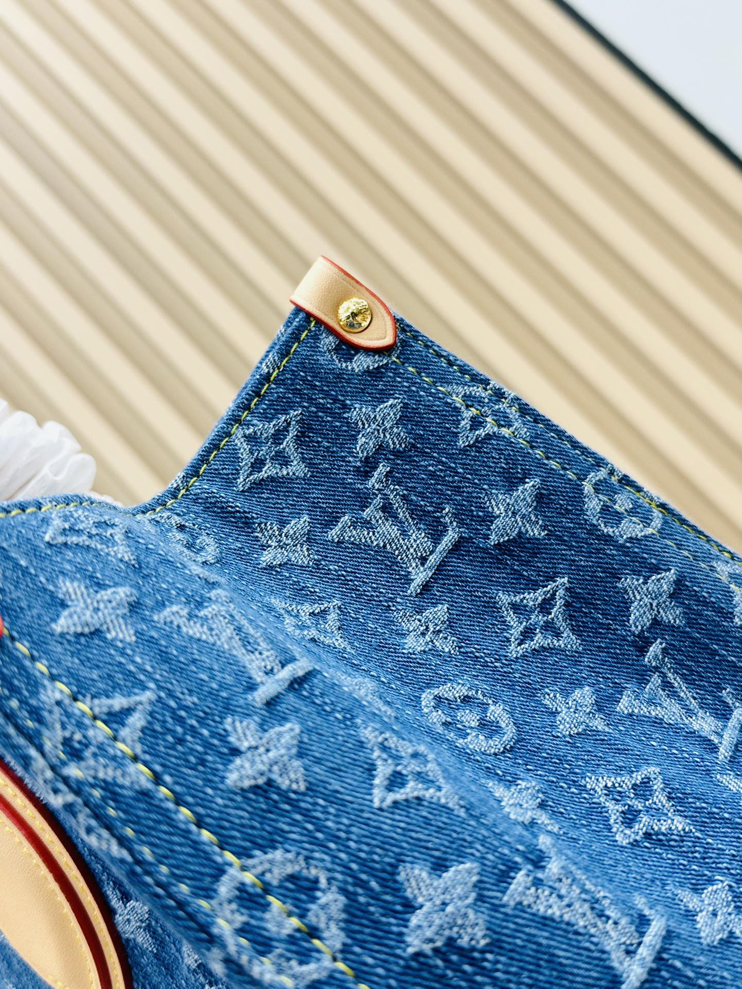 Designer Monogram Jacquard Denim Onthego MM Blue - Bag - Gorchic - $132.99